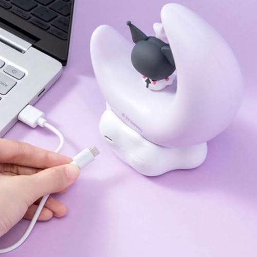 DandelYunx Cute Anime Character LED Night Light �?? Dimmable Bedside Lamp for Kids �?? Kawaii Kuromi Melody Desk Shelf Ornament �?? Ideal Gift for Boys and Girls, Warm White (Kuromi)