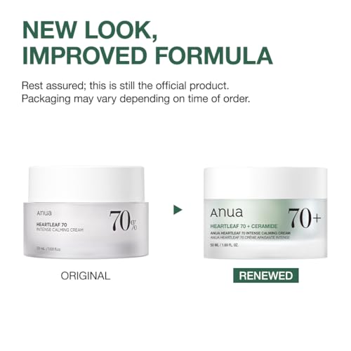 ANUA Heartleaf 70 Intense Calming Cream with Ceramide, Panthenol, Heartleaf extract, Korean Skin care - (50ml /1.69Fl. Oz)