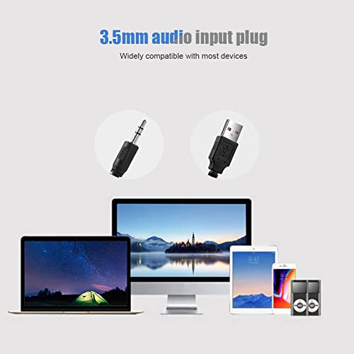 Cryfokt USB Wired Stereo Soundbar, Computer Speaker with 3.5Mm Input, Bass Surround Sound Box, 3D Stereo Sound Adjustable Volume PCfor Desktop, Laptop, Smartphone, Tablet PC (Black)