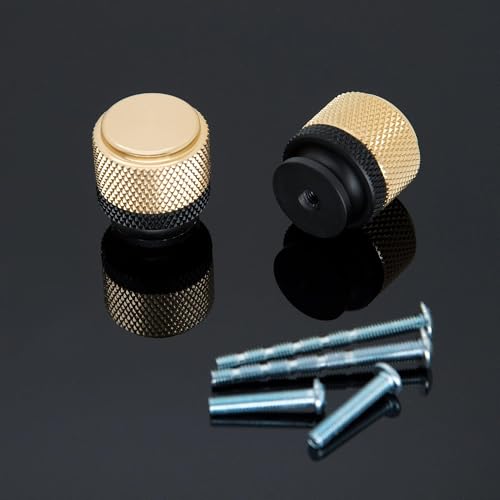 NALACAL 12 Pack Knurled Cabinet Knobs, Kitchen Cabinet Knobs, Modern Decorative Drawer Knobs, Modern Dresser Knobs Knurled Cabinet Hardware - 1 Inchfor Kitchen Bedroom Cupboard, Black & Gold