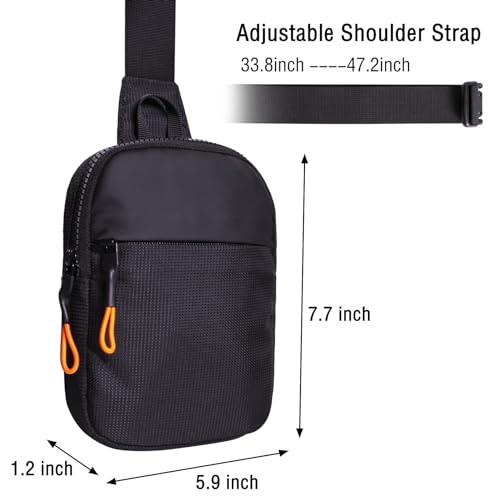 FENGSINET Chest Mini Sling Bag Waterproof Crossbody Bag Lightweight Casual Phone Bag Small Shoulder Daypack for Men Travel