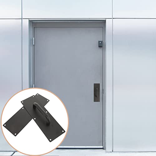 Barn Pull Stainless Public Clo Screws Sliding Hardware Office Steel Attachment with Black Handle and Plate Places Commercial Home Composite for Push Door