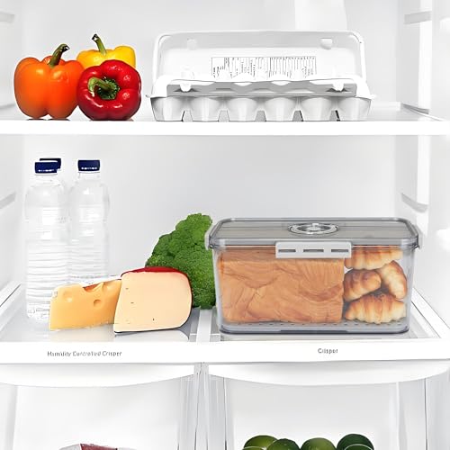 BIGTHREE Bread Bin, Airtight Bread Bins for Kitchen Counter, Refrigerator box, Time Recording Bread Box with Lid, Bread Storage Container for Homemade Bread, Toast, Bagel, Donut and Cookies