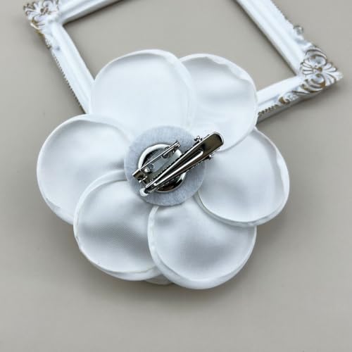 Dainty Satin Rose Flower Brooch for Weddings & Events � 10cm Handmade Fabric Floral Pin with Clip, Dual-Purpose Lapel Accessory Jewellery for Women & Men (Gift Box)