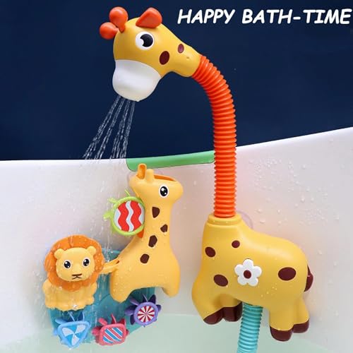 TOYBY Baby Bath Toys, Automatic Shower Head & Sprayer with Hose for Bathtub Water Play, Hand Shower for Toddlers Ages 1-3