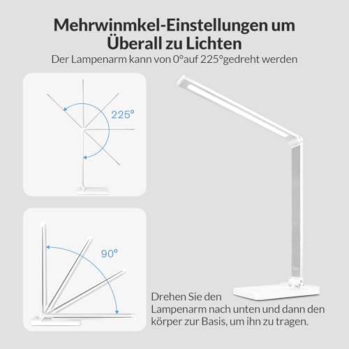 mafiti LED Desk Lamp, Aluminum Daylight Lamp Touch Control,Eye-Caring Dimmable Foldable Table Lamp for Back to School,Office,Bedroom,Working,Reading,Gift (white)