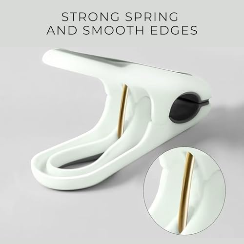 12pcs Laundry Drying Clothespins, Strong Finger Clips for Skirts, Pants, Clothes Pins for Air Drying, Clothes Peg Clips for Outdoor Drying Clothes, Plastic Clips Non Slip Rubber Mouth Grip Clothesline