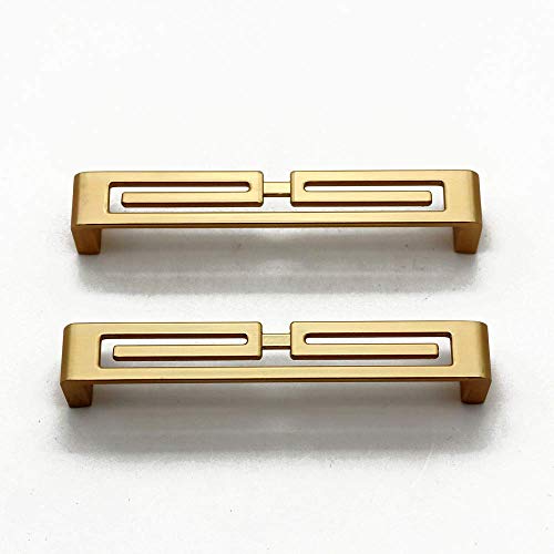 Mou 4 Pcs of Chinese Cabinet Hardware Handles, Drawer Pulls, Closet Handles Stylish Golden Copper Handles Double-Hole Handle