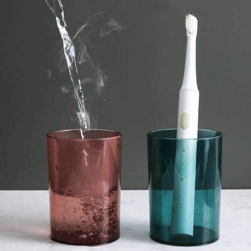 ECVV 2 Cups Wall Mounted Toothbrush Holder Set, Bathroom Toothbrush Holder with 2 Classification Storage Compartments -Automatic Toothpaste Squeezer Storage Rack Bathroom Accessories Set