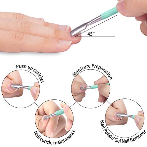 Ejiubas Cuticle Nipper with Cuticle Pusher - Ejiubas Green Cuticle Trimmer Stainless Steel Cuticle Clipper Cutter Nail Cuticle Remover Tools for Fingernails and Toenails