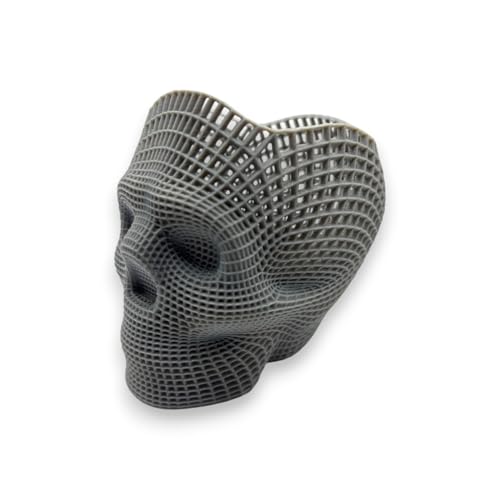 3Doz Skull Grid Pencil Holder, Desk Organiser, Pen Pencil Holder Caddy for Desk, 3D Printed with Nature Friendly Vegan Material, Grey