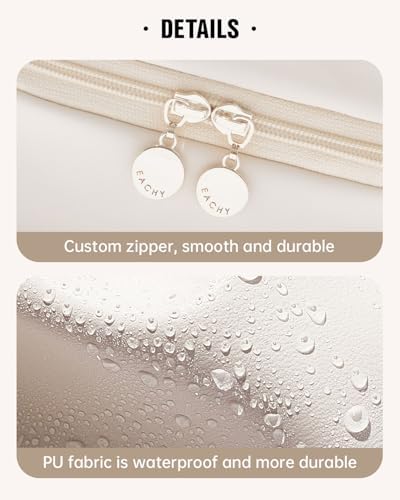 EACHY Travel Makeup Bag,Large Capacity Cosmetic Bags for Women,Waterproof Portable Pouch Open Flat Toiletry Bag Make up Organizer with Divider and Handle