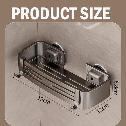 Bathroom Shelf Stainless Steel Shower Caddy Organizer Suction Cup Rustproof Aluminum No Drilling Wall Mounted Storage Rack for Bathroom Shower & Kitchen