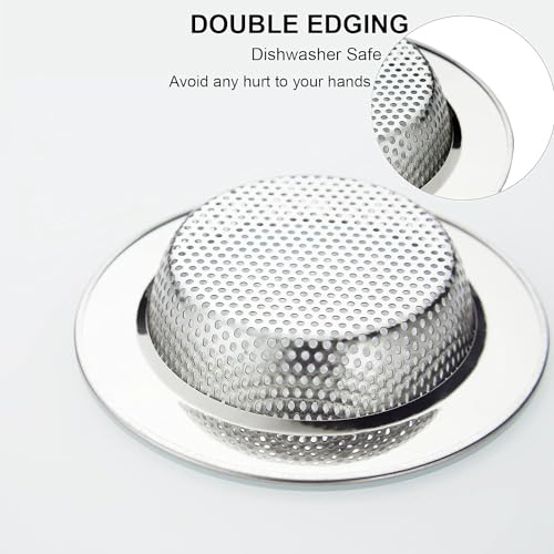 LASSHSWA Kitchen Sink Strainer Stainless Steel, LASSHSWA Kitchen Sink Drain Strainer, Sink Strainers for Kitchen Sinks with Large Wide Rim 4.5" Diameter (2 Pack)