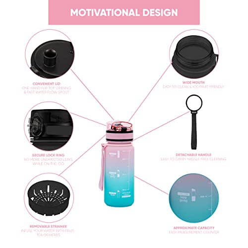 LA' PRECIOUS Water Bottle for Adults,1 liter-USA Tritan Material, Non-Toxic BPA Free, Fast Flow, Flip Top Leak Proof Lid. (Midnight Black)