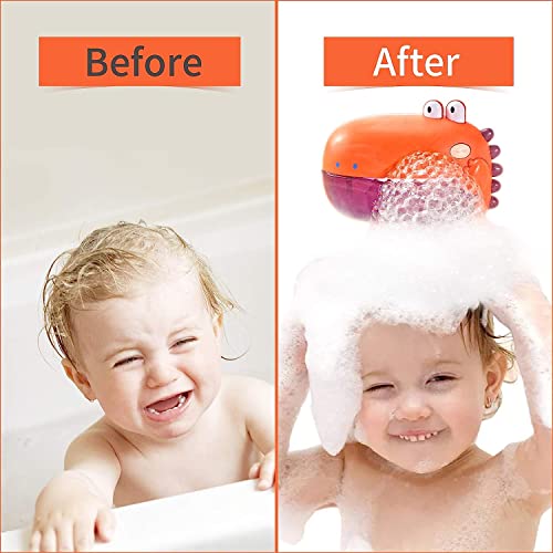 AM ANNA Bubble Machine Bath Toys,Baby Bath Toys for The Baby Bathtub,Toddler Bath Toys Automatic Bubble Machine,Plays 12 Children’s Songs,Bath Toy Makes Great Gifts for Girl Boy(Orange)
