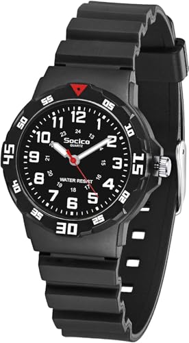SOCICO Children Analog Watch for Boys Girls Waterproof Time Teaching Watch with Soft Band Learning Time Wrist Watch Easy to Read for Kids Great Gifts