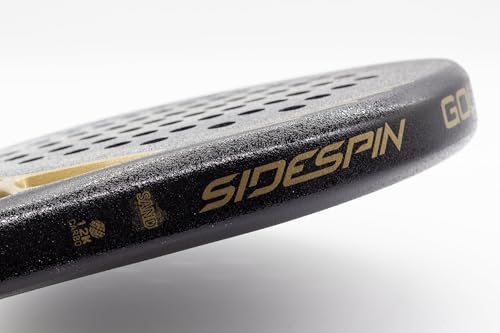 SideSpin Golden 12K Full Carbon Sandy Padel Shovel, Get Power + Control + Effect, Unisex Adult, Black Gold, Universal