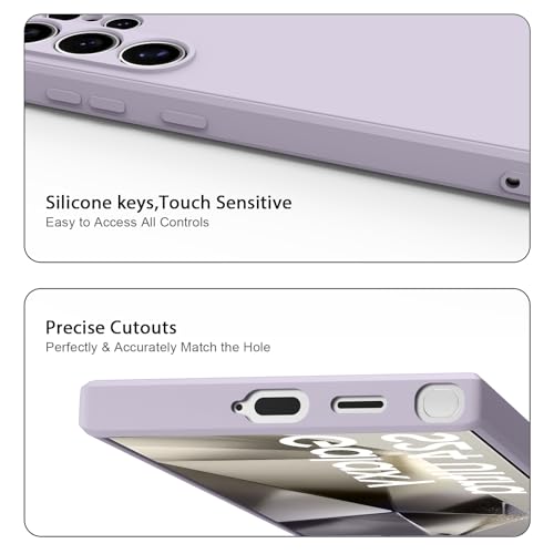 3 in 1 Silicone Case for Samsung Galaxy S24 Ultra 5G Cover, [ Military Grade Drop Protection] [with 2 pcs Tempered Glass Screen Protector] Cover for Samsung Galaxy S24 Ultra Case (Grass Purple)