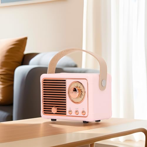 Bewinner Retro Bluetooth Speaker for Decor, Compact Radio Program Bluetooth Speaker, Wireless Mini Bass, Retro Portable Speaker for Desk Bedroom Party