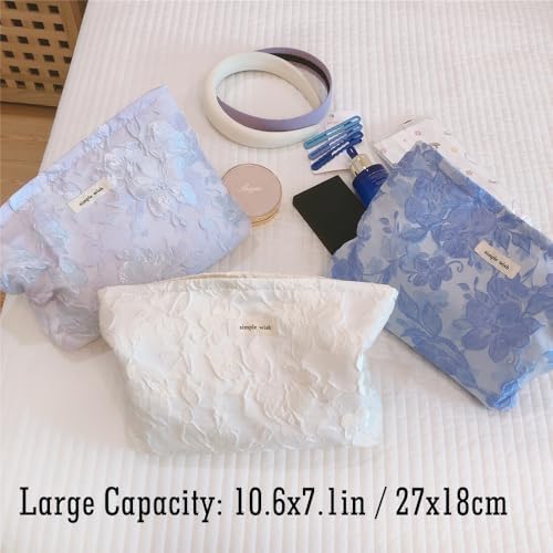 STARDW Flower Cosmetic Bags Makeup Bags for Women and Girls,Travel Makeup Bag Large Capacity Canvas Makeup Bag,Makeup Organizer Bag Zipper Pouch, Embossed pink, Large Capacity Aesthetic Makeup Bags