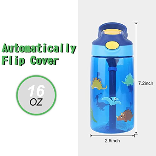 KASTWAVE Drinking Bottle, Kids Water Bottle with Flip Straw, Flexible Carry Handle and Easy Push Button, BPA-free, Very Suitable for School And Sports Children's Water Bottle(Blue)