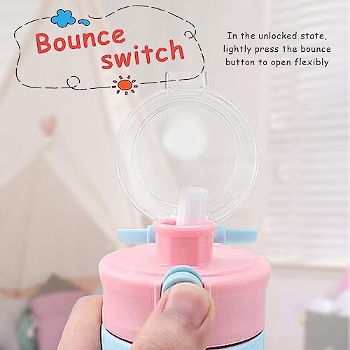 OneAndes 500ml Kids Water Bottle with One-Click-Open Straw Lid 17oz, Vacuum Insulated 304 Stainless Steel Water Bottles for School, Leakproof Toddler Water Bottle, BPA Free Sweat & Leak-Proof