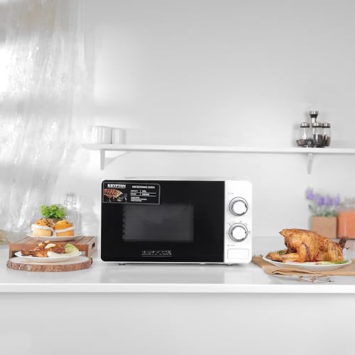 Krypton 20 L Microwave Oven | Multi-Functional Cooking, Timer and Temperature Control, Defrost Function, Reheating, Thawing/Push Open Door Handle and Mirror Glass Finish/Black, 2 Years Warranty