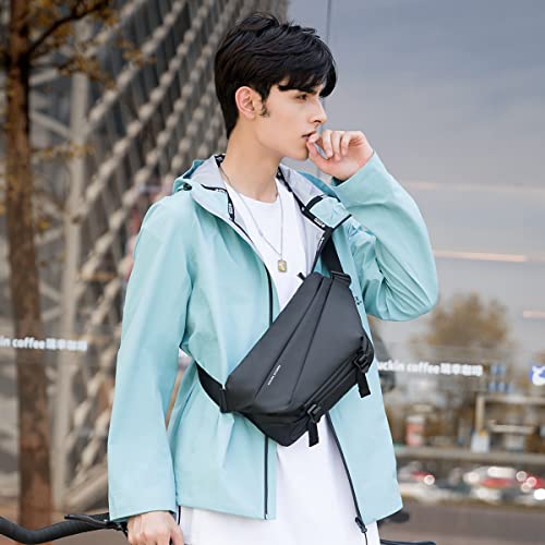 (MS) Markliden Body Bag, Large Capacity, Men's, Pouch, Shoulder Bag, Multi-functional, Sports, Water Repellent, Anti-Skimming, Waist Bag, Hip Bag, For Work, School, Commute, Outdoor Activities