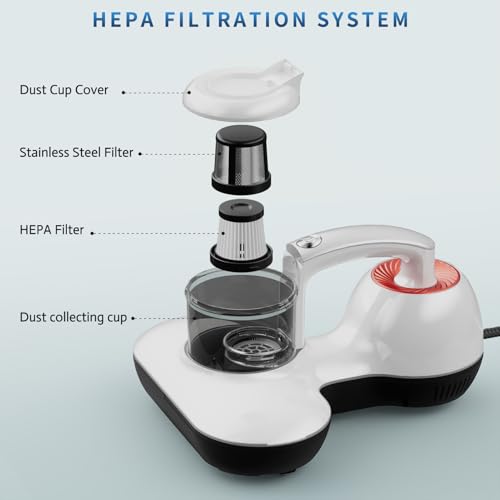 Hersven Mattress Vacuum Cleaner, UV Bed Vacuum Cleaner 12KPa Handheld Vacuum Upgraded Effectively Clean Up Bed, Pillows, Cloth Sofas, Carpets and Ther Fabric Surfaces
