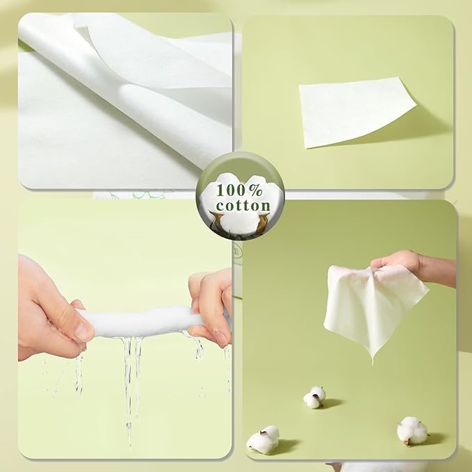Disposable Face Towel, 100pcs Cotton Tissue Soft Dry Wipes,Simple Wet and Dry Cleansing Face Towel, Wet Dual Portable Use for Sensitive Skin & Baby & Makeup Remover & Personal Care(1 PACK=100PCS)