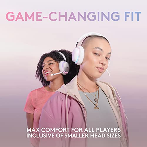 Logitech G G735 Wireless Gaming Headset, Customisable LIGHTSYNC RGB Lighting, LIGHTSPEED, Bluetooth, 3.5 MM Aux Compatible with PC, Mobile Devices, Detachable Microphone - White Mist