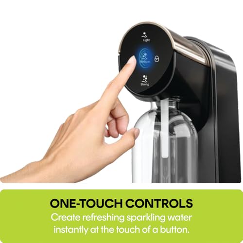 Nutricook Fizzi Soda Maker, Fully Automated 3 Fizz Levels, Smart Lock System, 1L Carbonated Bottle, Sparkling Soda Maker,60L CO2 cylinder Not Included,NC-FSM100,Black,2 Year Warranty