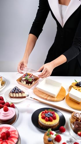 Sweet seven 50 Pack Clear-Lid Charcuterie Boxes, Oil-Proof Kraft Paper Dessert Containers for Bakery, Sandwiches, Cookies, and Mini Cakes, Perfect for Parties and Events