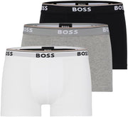 Men's Stretch Cotton 3 Pack Trunks - White/Gray/Black