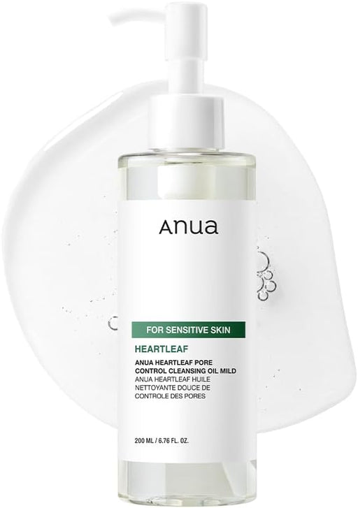 Heartleaf Pore Cleansing Oil MILD, Sensitive Skin Face Wash, Oil Cleanser for Face, Makeup Blackhead Remover, Korean Skin Care, Non-Comedogenic, Fragrance Free 6.76 fl oz(200ml)