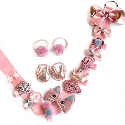 KASTWAVE Baby Girls Hair Accessory Set with Gift Box, 36 Pack Baby Girls Hair Clips Hair Bows, Elastic Hair Bobbles Hair Accessories Ponytail Holder, Various color hair clips for kids girls