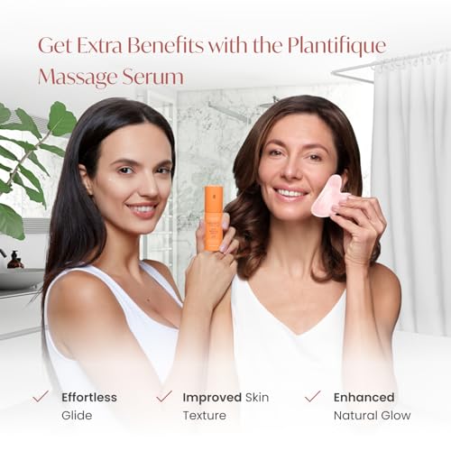 PLANTIFIQUE Gua Sha Rose Quartz Tool for Face Anti Aging Massage Tool - GuaSha Tool - Facial Skin Care Products - Massager for Your Skincare Routine
