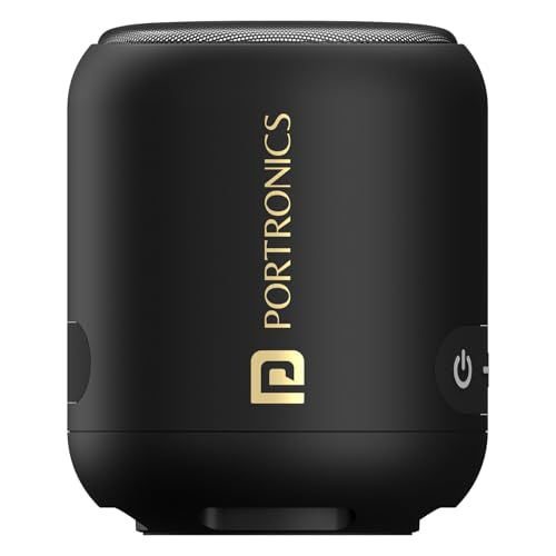 Portronics SoundDrum 1 10W TWS Portable Bluetooth 5.3 Speaker with Powerful Bass, Type C Charging Cable Included(Black)