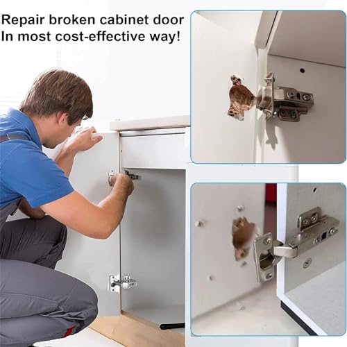 Thick Hinge Repair Plate Kit, 8pcs Cabinet Hinge Repair Plate Stainless Steel Door Hinge Repair Kit Hinge Fixing Plate Bracket kit with Mounting Screw, Protect Wooden Kitchen Cabinet Door, Furniture