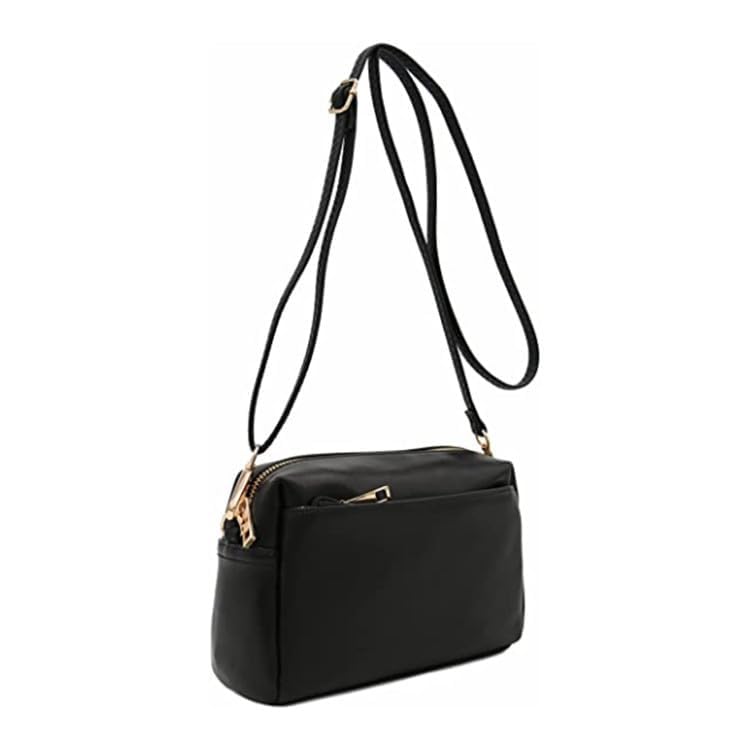 Triple Zip Small Crossbody Bag