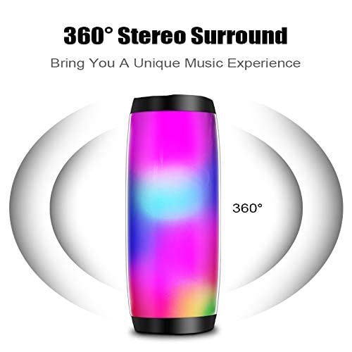 M&J Portable Wireless Bluetooth Speaker, Hi-Fi Stereo Speaker with Colorful LED Lights Built-in Mic, aUX, TF, FM Radio, Hands Free Support for iPhone, Samsung, android Smartphone, iPad, Laptop