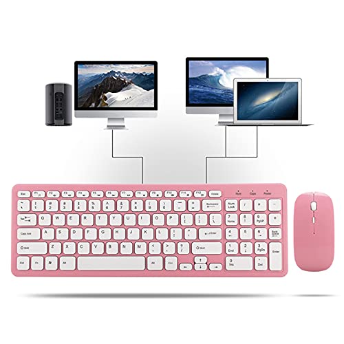 needlid Wireless Keyboard Mouse Combo, Ultra-Thin Compact Full Size Keyboard and Mouse Set with 3-Speed Micro USB Receiver, 96 Keys Keyboard 4 Keys Mouse for Computer PC Laptop
