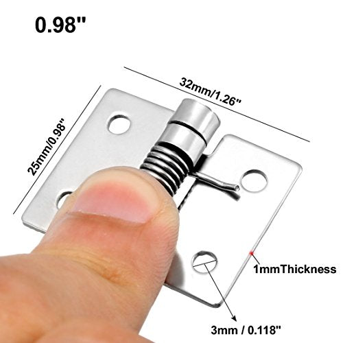 uxcell sourcing map Self Closing Spring Hinge 0.98" Stainless Steel Brushed DIY Hardware for Door Cabinet Small Box 5pcs Per Pack