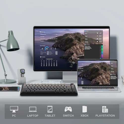 EPOMAKER X AULA F75 MAX Tri-Mode Wireless Gaming Keyboard, TFT Screen, Knob, Hot Swappable, 2.4GHz/Type-C/BT5.0, Gasket Creamy, for PC/Mac/Office/Gaming (Black Gradient)