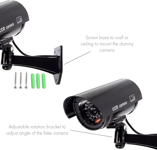 PRADAA Dummy IR CCTV Camera - Waterproof Fake Security Camera with Flashing Red Light for Indoor & Outdoor Surveillance
