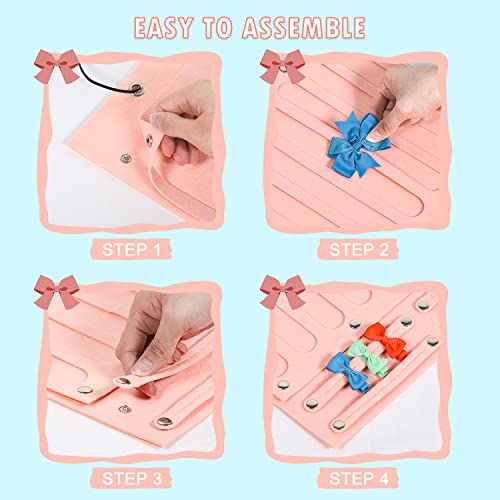 CLYMENE Hair Bows Organizer for Girls, Hair Clip Bows Holder Organizer with 27 Ribbons Large Capacity Storage, Girl Bows Hanger Hair Accessories for Room Wall Door Decor