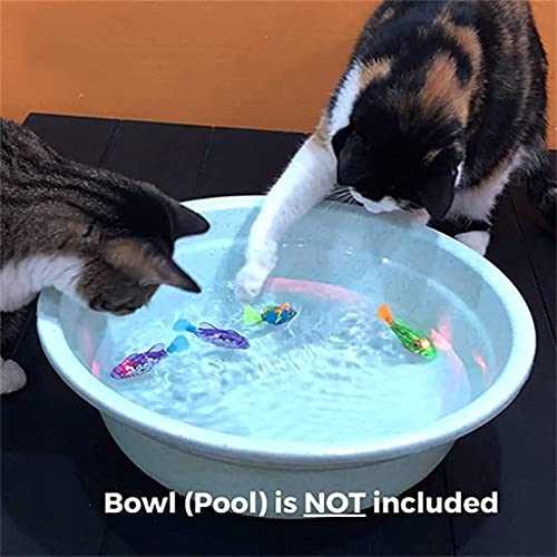 ELECDON Electric Fish Toy, Creative Colorful Water Activated LED Robot Fish Toy Funny Cat Fish Toy Swimming Robot Fish Bathtub Toys Birthday Gift for Cat, Toddlers, Boys and Girls, 4 Pcs