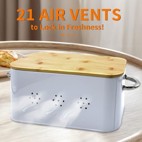Bread Box with Wooden Lid � Stylish & Durable Bread Storage Container for Fresh Bread, Pastries, and Baked Goods � Keeps Breads Fresher for Longer by LuxeDesigns