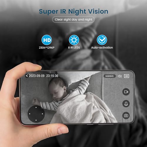 Littleelf Security Camera Indoor, 2K Pet Dog Cameras House Security with APP, Baby Monitor with Motion/Crying Detection, WiFi Camera with 2-Way Audio, 360°Home Security Cameras works with Alexa